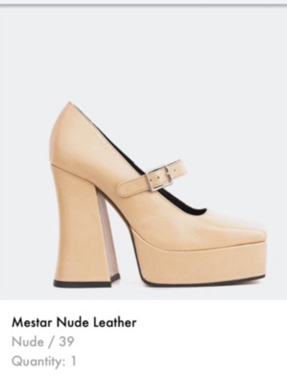 Nude Leather Mary Jane Platform Pump